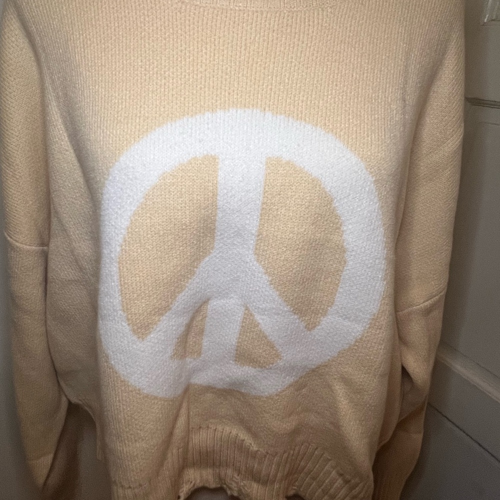 Peace Sign Distressed Sweater - Picture 4 of 10